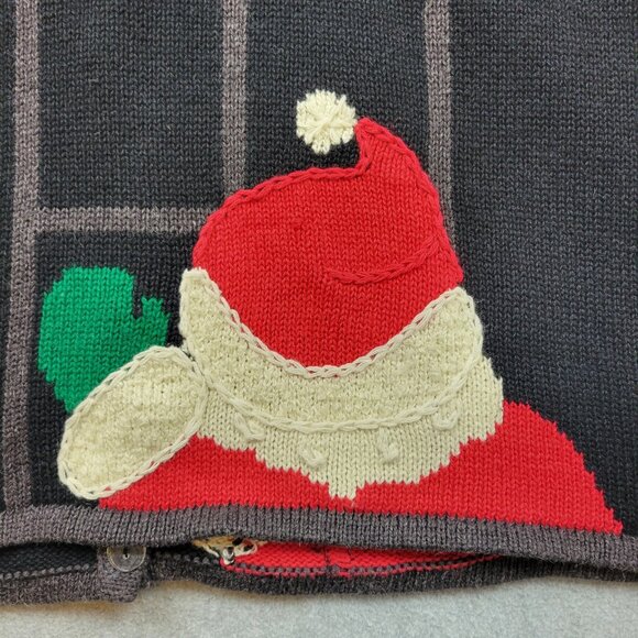 Vintage Mandal Bay Cardgan Womens XL Black Knit Santa Snowman Holiday Sweater - Picture 16 of 16